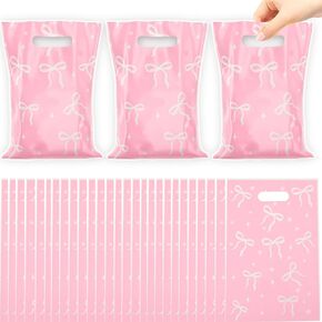 qhqqwzxqc 50PCS Pink Bow Party Favor Bags Bow Coquette Goody Candy Bags, Pink Bow Party Treat Bags Coquette Party Supplies Decorations for Pink Coquette Bow Birthday Baby Shower Party