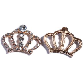50Pcs 32mm Gold Crown Crystal Rhinestone Buttons Flatback for DIY Hair Accessories Wedding Invitation Headband (Silver)