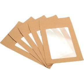 PATIKIL Full Face Window Envelopes 10 Pack 6'' Clear Double Sided for Mailing Statement Photos Catalogs, Brown