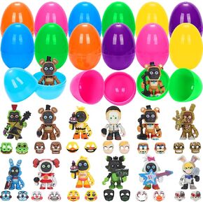 Easer Party Favor for Kids - 12 Pcs Jumbo Easter Egg with 12 Mini Horror Game Action Figures + 24 Replaceable Masks Model Plastic Surprise Eggs Easter Basket Stuffers for Kids