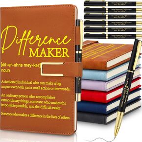 Chuangdi 6 Sets Employee Appreciation Gifts Bulk A5 Leather Journal Notebook with Metal Buckle Ballpoint Pen Thank You Inspiration Gifts for Women Men Teachers Coworker Manager(Difference Maker)