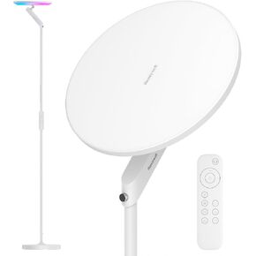 HONEYWELL Floor Lamps for Living Room- F2 Sunturalux™ 2 in 1 40w/3000lm 10.83'' Panel Super Bright Led Floor Lamp with Remote Control,Modern Tall Lamp 6 RGB Modes Standing Lamp for Bedroom,Office
