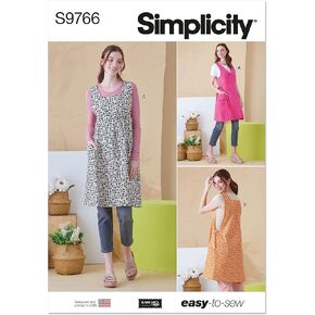 Simplicity Misses' Full-Coverage Tabard Aprons Sewing Pattern Packet by Elaine Heigl Designs, Code S9766, Sizes XS-S-M-L-XL, Multicolor