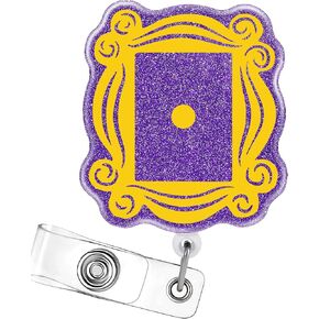Akkya Badge Reel Holder Retractable with ID Clip for Nurse Nursing Name Tag Card Cute Glitter Mirror Design Nursing Student Teacher Doctor RN LPN Medical Assistant Work Office Alligator Clip