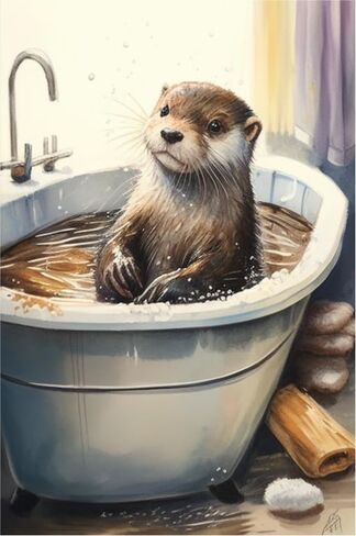 Caievy Otter Taking a Bath Diamond Painting Kits, Diamond Painting Embroidery Watercolor 5D Round Diamond Adult Beginner DIY Art for Room Decor Bathroom Decor or Gifts - 8X12Inch in Saudi Arabia