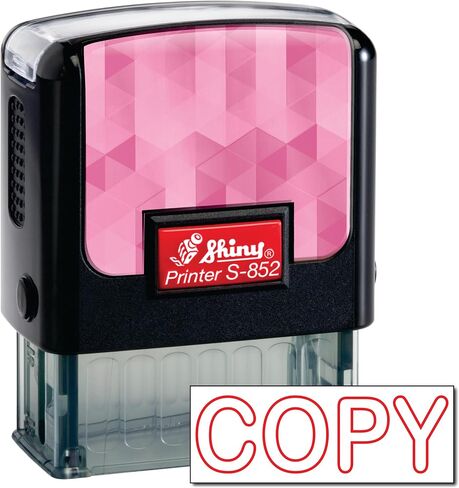 Shiny Copy Stamp Self Inking Rubber Stamp, 1/2" by 1-1/2" Impression Area, Red Ink, Refillable in Saudi Arabia