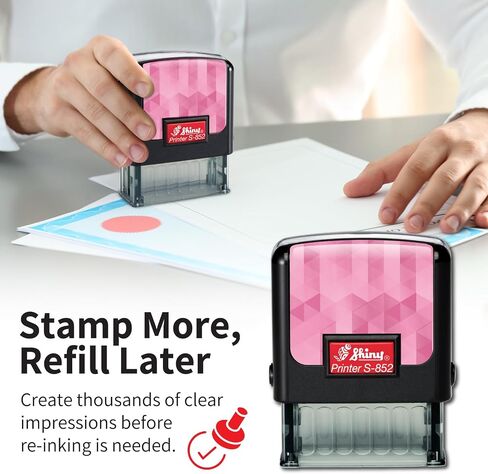 Shiny Copy Stamp Self Inking Rubber Stamp, 1/2" by 1-1/2" Impression Area, Red Ink, Refillable in Saudi Arabia