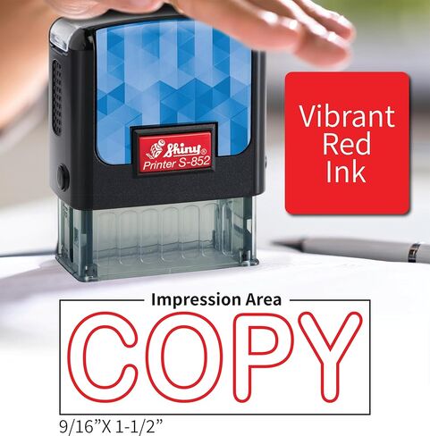 Shiny Copy Stamp Self Inking Rubber Stamp, 1/2" by 1-1/2" Impression Area, Red Ink, Refillable in Kuwait