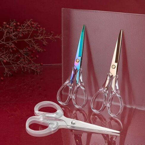 SUNNYCLUE 6.3 Inch Acrylic Handle Scissors Stainless Steel Scissors Paper Shears Scissors Students Round Edge Scissors Stainless Steel Scissors with Acrylic Handle Rainbow Color Scissors Craft Tool in Saudi Arabia