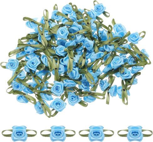 MECCANIXITY 100pcs Beige Ribbon Roses 5/8"x1-3/16" Mini Roses for Crafts Little Satin Bows Roses Artificial Flowers in Kuwait