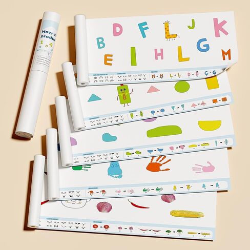 TIME X 3PCS Childrens Drawing Roll - Roll Paper for Kids Art Coloring Paper Roll 393.7 x 15.7 Inch DIY Drawing Roll for Painting Drawing (Animal, Letters, Geometric) (1Colorful and 2 Blank White) in Saudi Arabia