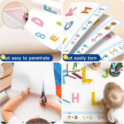 TIME X 3PCS Childrens Drawing Roll - Roll Paper for Kids Art Coloring Paper Roll 393.7 x 15.7 Inch DIY Drawing Roll for Painting Drawing (Animal, Letters, Geometric) (1Colorful and 2 Blank White) in Saudi Arabia
