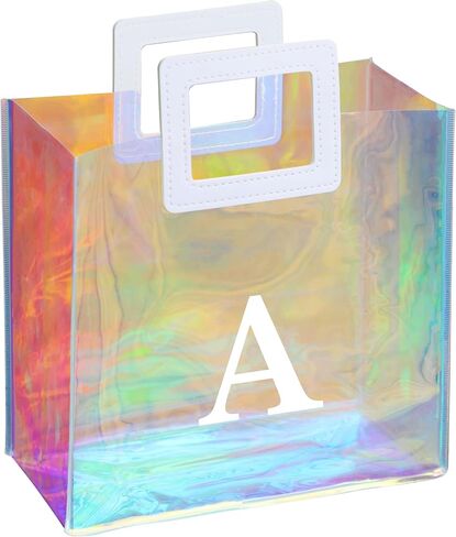 8.3'' Holographic Letter Gift Bag for Women Girls Birthday Personalized Reusable Party Bag (A) in Kuwait