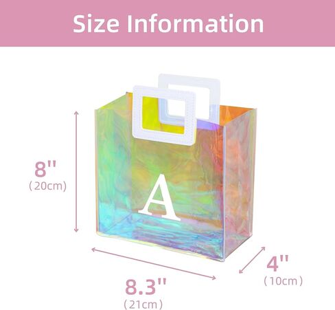 8.3'' Holographic Letter Gift Bag for Women Girls Birthday Personalized Reusable Party Bag (A) in Kuwait