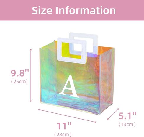 8.3'' Holographic Letter Gift Bag for Women Girls Birthday Personalized Reusable Party Bag (A) in Kuwait