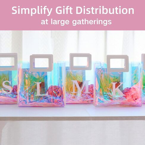 8.3'' Holographic Letter Gift Bag for Women Girls Birthday Personalized Reusable Party Bag (A) in Kuwait