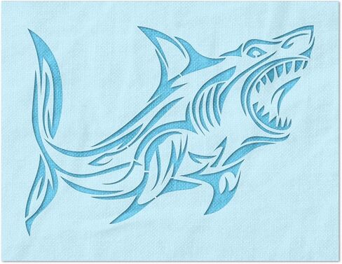 Stencil Stop Tribal Shark Stencil - Reusable for DIY Projects, Painting, Drawing, Crafts - 14 Mil Mylar Plastic (4 x 2.92 inches) in Kuwait