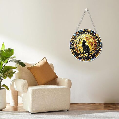 MOGTAA Hanging Diamond Art Painting Pendant Kits, 5D Owl Diamond Art Kits for Adults, DIY Landscape Diamond Painting Kits Special Crystal Gem Art for Home Decor in Kuwait