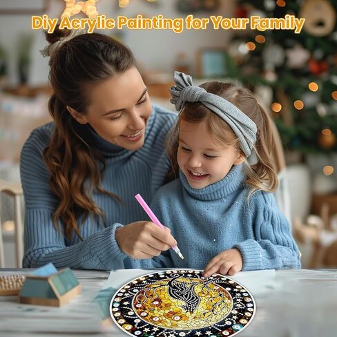 MOGTAA Hanging Diamond Art Painting Pendant Kits, 5D Owl Diamond Art Kits for Adults, DIY Landscape Diamond Painting Kits Special Crystal Gem Art for Home Decor in Kuwait