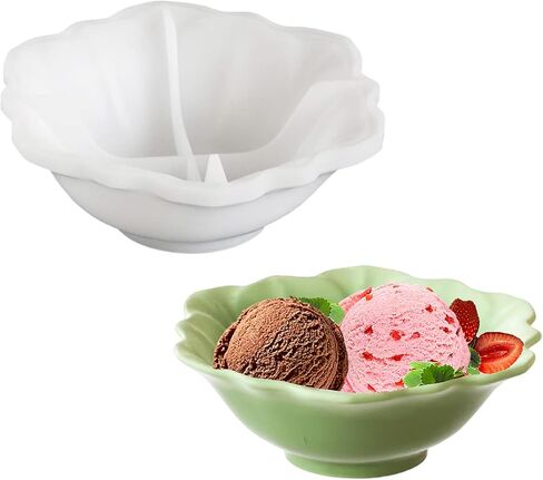 Bowl Silicone Molds Lotus Leaf Resin Bowl Mold Jewelry Tray Silicone Molds Bowl Epoxy Resin Mold Soap Dish Molds for DIY Trinket Box Jewelry Storage Plate Candle Holder (White) in Kuwait