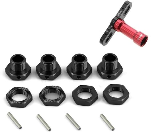 17mm Aluminum Wheel Hex and Nut Set with Wrench Sleeve for ARRMA Typhon 6S, Infraction 6S, Mojave, Felony, Limitless (Black) in Saudi Arabia