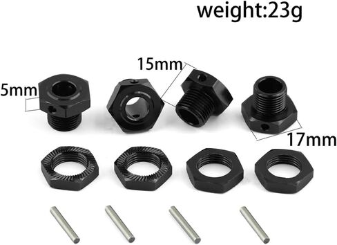 17mm Aluminum Wheel Hex and Nut Set with Wrench Sleeve for ARRMA Typhon 6S, Infraction 6S, Mojave, Felony, Limitless (Black) in Saudi Arabia