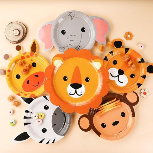 60 Count Jungle Safari Party Paper Plates Animal Shaped Disposable Plates Safari Theme Party Plates Safari Birthday Party Dinnerware Plates for Birthday Baby Shower Jungle Animal Theme Party Favors in Saudi Arabia