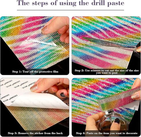 Tenare 12000 Pieces Bling Crystal Rhinestones Sticker with 2 mm Rhinestones DIY Car Decoration Self-Adhesive Glitter Crystal Gem Stickers, 9.4 x 7.9 Inch(Rose Red) in Kuwait