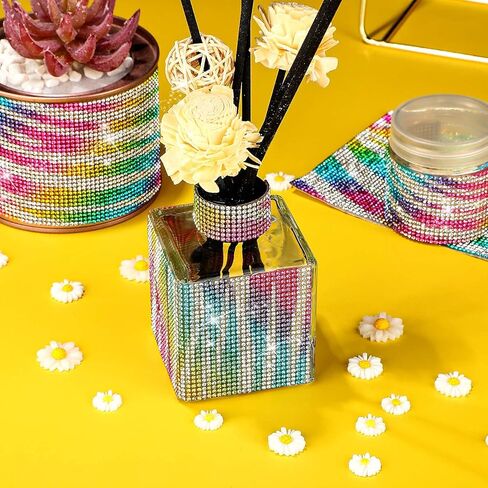 Tenare 12000 Pieces Bling Crystal Rhinestones Sticker with 2 mm Rhinestones DIY Car Decoration Self-Adhesive Glitter Crystal Gem Stickers, 9.4 x 7.9 Inch(Rose Red) in Kuwait