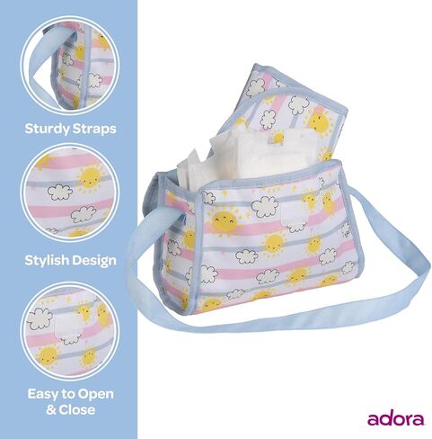 حقيبة حفاضات دمية Adora Baby مع تصميم تغيير اللون ، وأشرطة قوية ، تشمل حصيرة تغيير وحفازات دمية (تناسب 13 "دمى) ، هدية عيد ميلاد للأعمار 3+ - أيام مشمسة in Kuwait