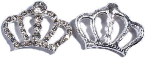 50Pcs 32mm Gold Crown Crystal Rhinestone Buttons Flatback for DIY Hair Accessories Wedding Invitation Headband (Silver) in Saudi Arabia
