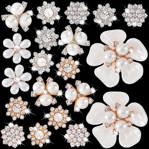 14 PCS Pearl Flowertons ، أزرار زهرة عتيقة بروش لؤلؤة ، زينة للحجر الراين لصنع المجوهرات ، باقة الزفاف ، الديكور الملابس ، الحرف اليدوية - اللون الذهبي ، اللون الفضي in Kuwait