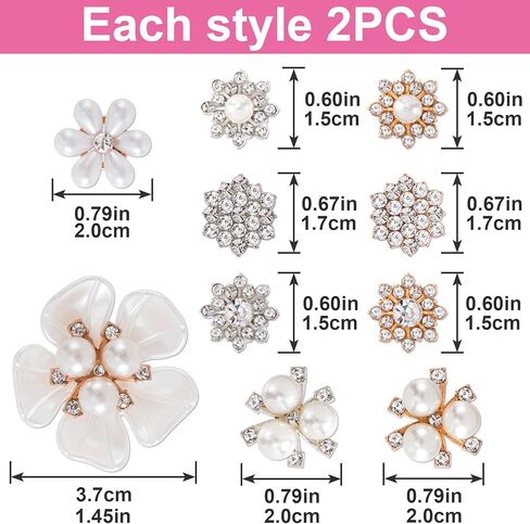 14 PCS Pearl Flowertons ، أزرار زهرة عتيقة بروش لؤلؤة ، زينة للحجر الراين لصنع المجوهرات ، باقة الزفاف ، الديكور الملابس ، الحرف اليدوية - اللون الذهبي ، اللون الفضي in Kuwait