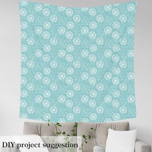 Dandelion Fabric by The Yard Wild Outdoor Flowers Rustic Style Fabric for Sewing Lovers Botanical Floral Natural Plants Fabric for DIY Upholstery and Home Accents 1 Yard,36" L x 59" W Teal Blue White in Kuwait