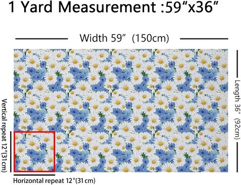 Dandelion Fabric by The Yard Wild Outdoor Flowers Rustic Style Fabric for Sewing Lovers Botanical Floral Natural Plants Fabric for DIY Upholstery and Home Accents 1 Yard,36" L x 59" W Teal Blue White in Kuwait