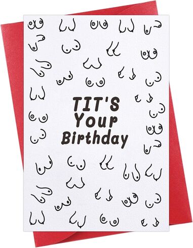 D24TIME Funny Birthday Cards for Women Men Sleazy Greetings Card with Envelope Dirty Adult Friend Bday Card Cheeky Boob Card for Him Her Friend Gifts Guy Gifts Greeting Card Tit's Your Birthday in Saudi Arabia