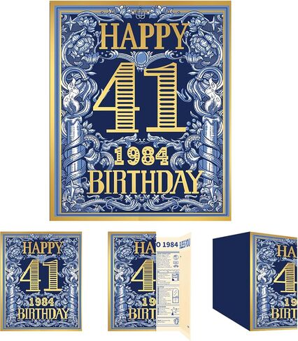 2025 80th Birthday Greeting Card, 80 Years Old Birthday Gift Card,Memory Back In 1945,Vintage Blue Gold（Envelope） in Kuwait