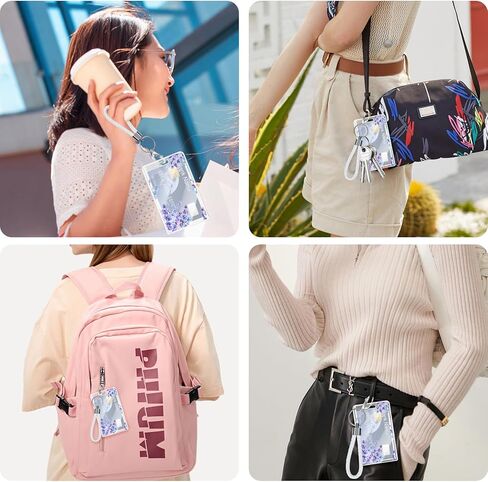 CameCosy Cute ID Badge Holder with Lanyard Chain Keyring, ID Name Slide Open Clear Badge Card Holder for Office/School ID Credit Cards (Blue Butterfly) in Kuwait