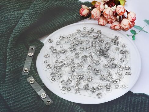 Tupalizy Plastic ID Badge Holder Replacement Strap with Snap and Eyelet Clear Vinyl Badge Clips for Card Holder Lanyard Key Ring Keychain Name Tags (10) in Kuwait