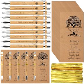 Sets Family Reunion Favor Appreciation Bamboo Pen Gift Inspirational Ballpoint Pen with Remembering Our Roots Greeting Card Family Reunion Gifts Party Favor for Guest(50)