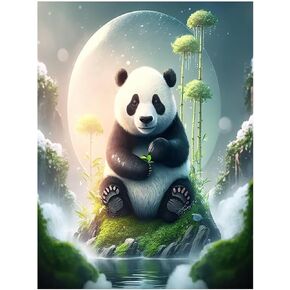 Champi Cute Panda Diamond Painting Kit, 8x12 Inch, Unisex, All Seasons, Non-Foldable, Adult, Animal Theme, Crystal Rhinestone, Canvas Art Craft Kit