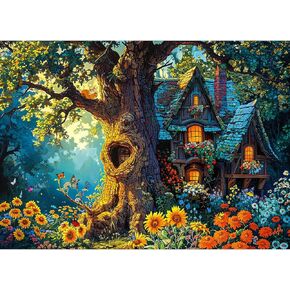 Jigsaw Puzzles for Adults 1000 Pieces, Interlock Perfectly Letter on Back No Dust, Home Decor Birthday Party Gift Toy for Men Women Elders Seniors, 1:1 Poster (Sweet Tree House)