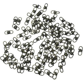 100Pcs Mini Keychain Connectors Clasp Double Ended Swivel Eye Hooks for Crafts,Lanyards Key Ring (Gunblack) PT2454