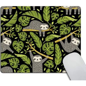 Smooffly Gaming Mouse Pad Custom,Cute Sloths and Tropical Palm Leaves Mousepad Non-Slip Rubber Rectangle Mouse Pads for Computers Laptop