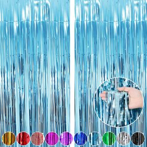 Iridescent Party Decorations, Neon Transparent Mermaid Birthday Decorations. Tinsel Foil Fringe Curtain Backdrop for Mermaid/Frozen/Sea/Euphoria/Elsa/Disco Party