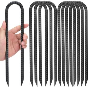 Kingsyard 8 Pack 16 Inch Trampolines Wind Stakes, 0.4 Inch Diameter 2.6 inche Wide Galvanized Steel U Hook Rebar Stakes, Multi-Purpose Heavy Duty Ground Anchors for Tent, Fences, Swing, Landscape