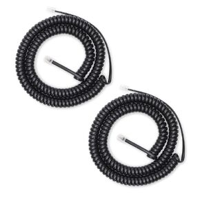Phone Cord 16 FT Uncoiled/2FT Coiled, 2 Pack Telephone Cord Phone Handset Cord, RJ9 Long Phone Cord Use for Polycom VVX 250/350 / 450 IP Phone, Balck
