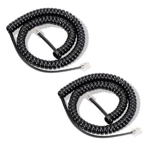 Phone Cord 16 FT Uncoiled/2FT Coiled, 2 Pack Telephone Cord Phone Handset Cord, RJ9 Long Phone Cord Use for Polycom VVX 250/350 / 450 IP Phone, Balck