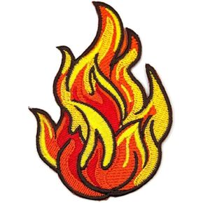 3.5" Embroidered Flame Iron On Patch | Decorative Large Flame Flames Fire Applique Iron On/Sew On Patches for Clothing, Hats, Clothes, Backpacks, Holes, Jackets