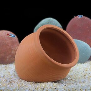 Betta Fish Tank Accessories Decor Hideaway Landscape Ceramic Jar Ornament Aquarium Decorations Shrimp Shelter Cave Hideout for Amano Cichlid Bonsai to Spawn (Large)